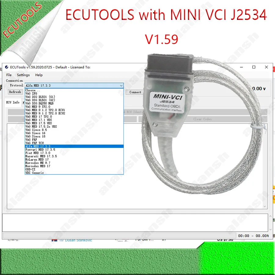 ECUTools V1.59 Registered with MINI VCI J2534 OBD Programmer