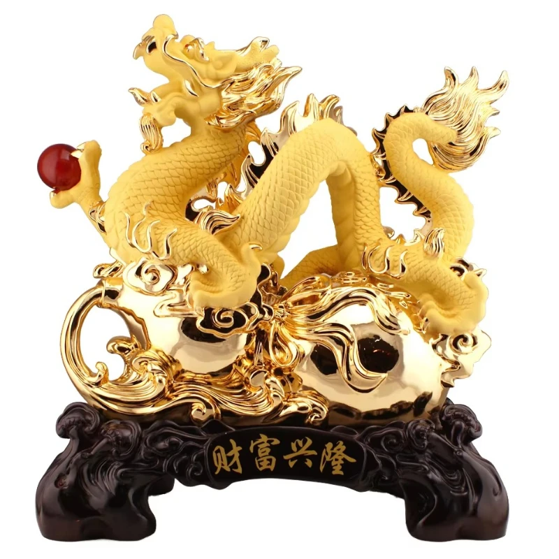 

Souvenirs Home Decoration Feng Shui Dragon Figurines Resin Craft Sculpture Desk Handmade Animal Symbolic Art Gifts