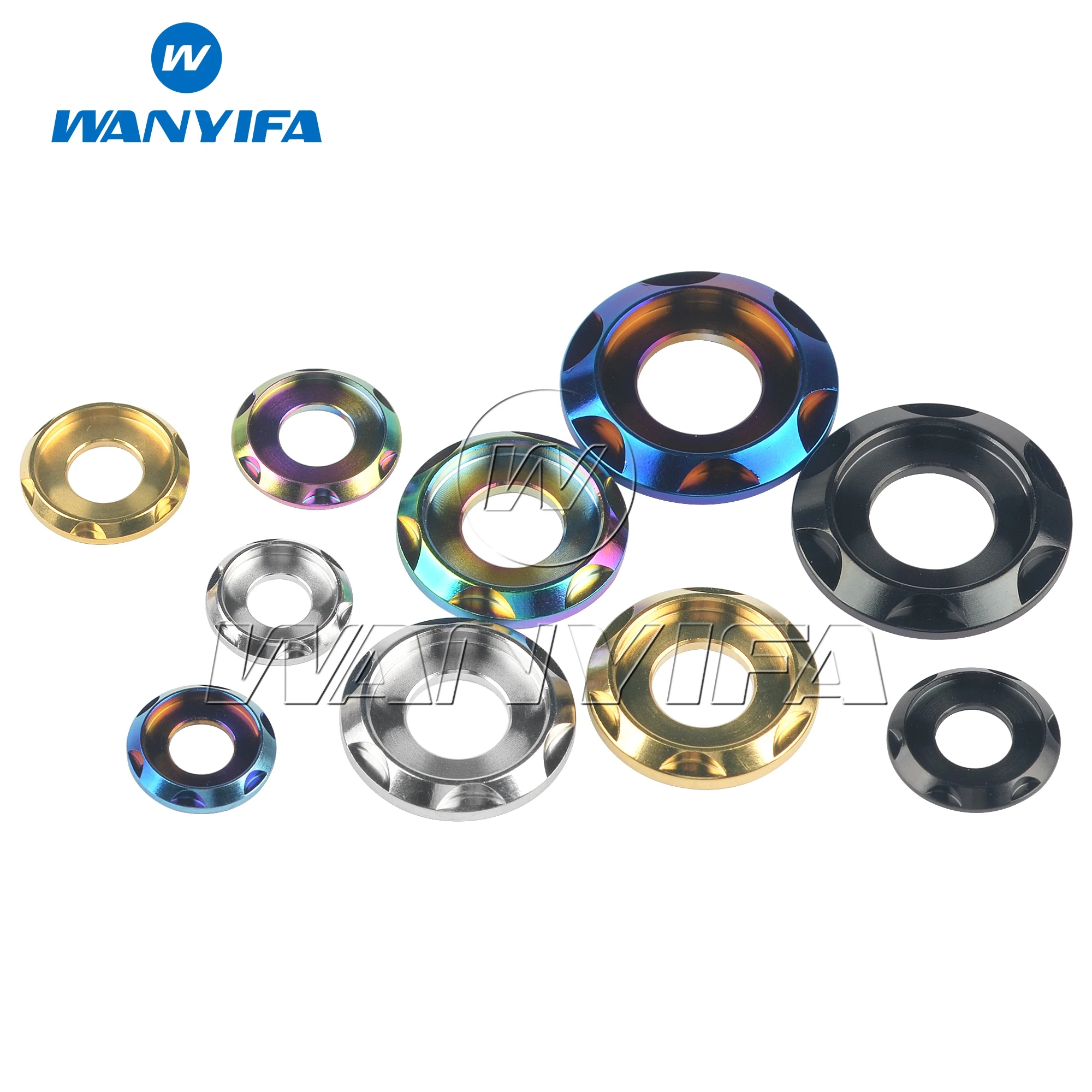 Wanyifa Titanium Washers M5/M6/M8/M10 Fancy Decorative Gasket Spacer for Bike Motorcycle Car Washers Direct Sales