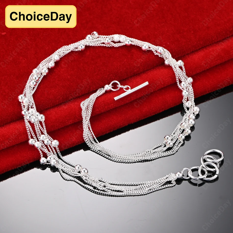 

ChoiceDay 925 Sterling Silver Exquisite Beaded Necklace Women's Jewelry Wedding Party Versatile Accessories Gift