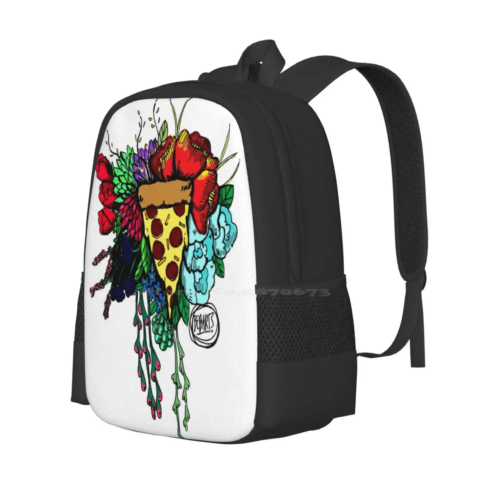 Bouquet Fit For Me : Pizza Backpacks For School Teenagers Girls Travel Bags Pizza Flower Bouquet Ink Succulents Arrangement