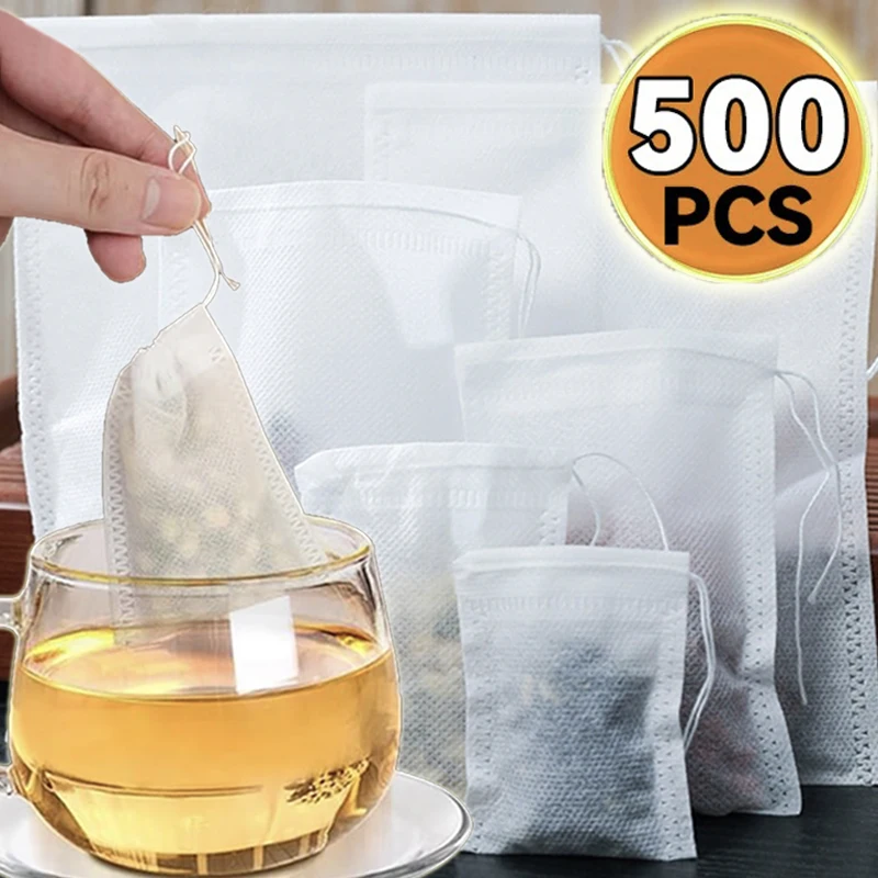 

Non-woven Disposable Tea bags Empty Filter Bag for Coffee Spice Tea Filters with Drawstring Tea Bags Kitchen Teaware Wholesale