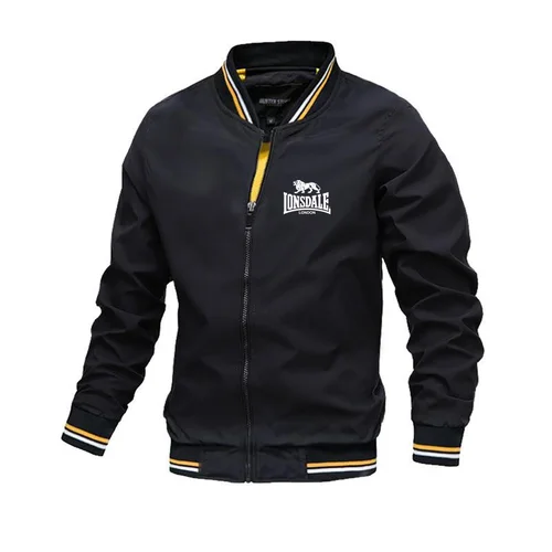 Imagen 1 del producto LONSDALE Chaqueta de calle de moda para primavera y otoño para hombre, chaqueta con cuello levantado a prueba de viento para ocio al aire libre con cremallera para hombre