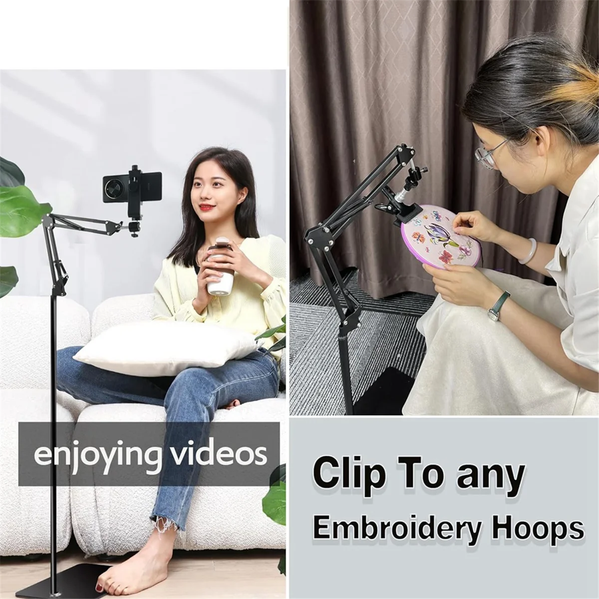 

Y19AA Embroidery Hoop Holder Lap Stand- Cross Stitch Holder Stand Metal Embroidery Holder Stand Adjust for Embroidery Hoops A