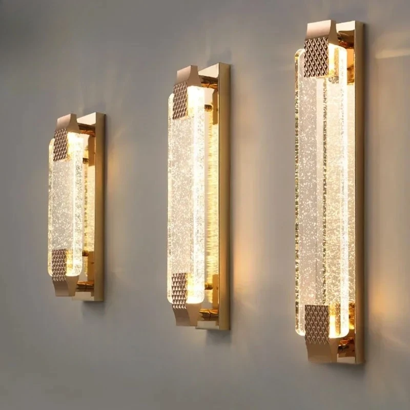 

Modern Gold Luxury Rectangular Bubble Wall Lamp for Living Room Bedroom Bedsides Background Decoration Indoor Light Fixtures