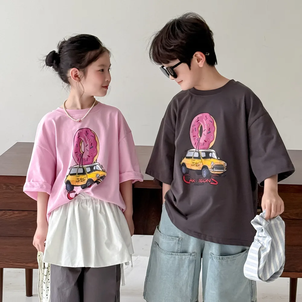 2026 Kids Short-sleeved T-shirt Girls Pure Cotton Summer Girls Loose Top Tees Boys Clothes Baby Half-sleeved Tops 1-12T