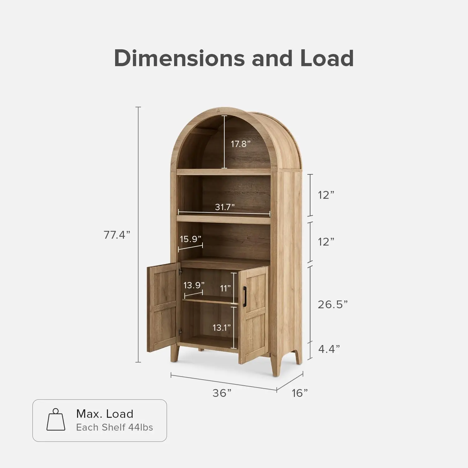 5 level arched bookshelves with doors and adjustable bookshelves, arched bookshelves with lockers, kitchen pantry, wooden locker