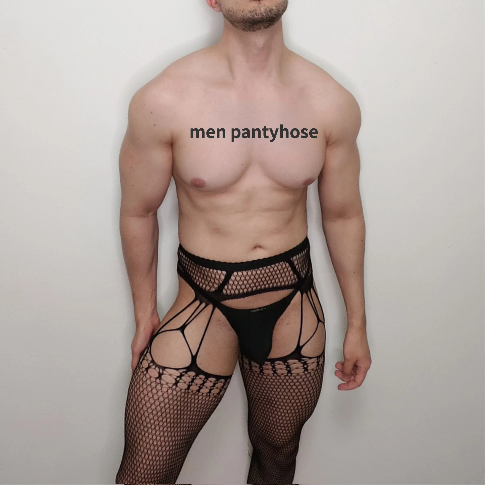 Coxa alta Fishnet Meias, Sexy virilha Garter calças justas para homem, meias masculinas, Lingerie Fetiche, Plus Size, Masculino, Marido