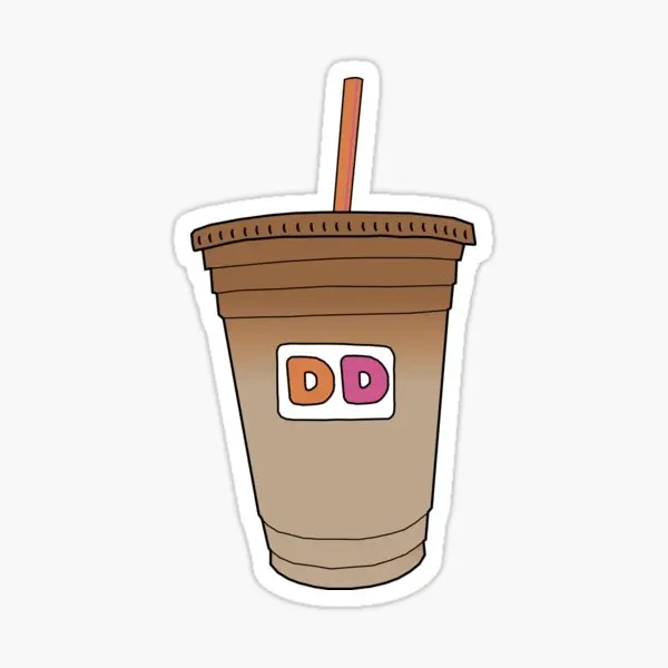 Dunkin Donuts Iced Coffee  5PCS Stickers for Decor  Home Car Laptop Bumper Background Room Wall Anime Stickers Art Print