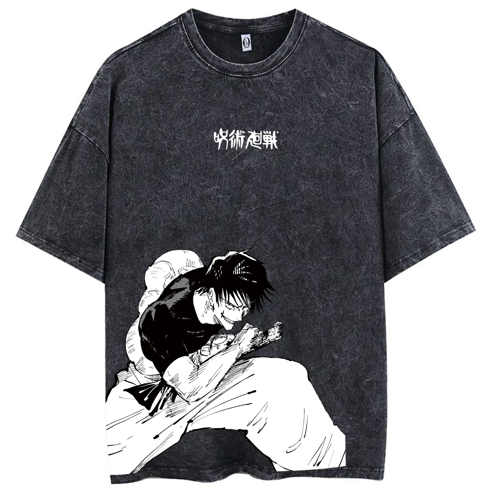 2026 Fushiguro Toji Anime Jujutsu Kaisen Bedrucktes T-Shirt für Herren und Damen, gewaschenes T-Shirt, hochwertiges Vintage-Baumwoll-T-Shirt