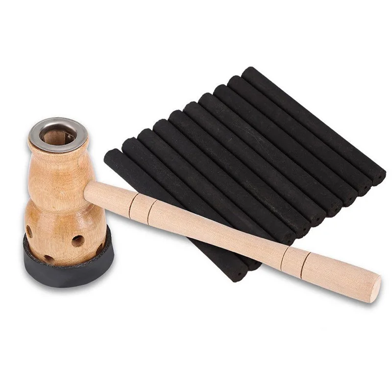 Moxa Mugwort Navel  Warm Palace Moxibustion Wooden Gourd Device Massage Burner Roll Set Wormwood Artemisia Acupuncture Tools