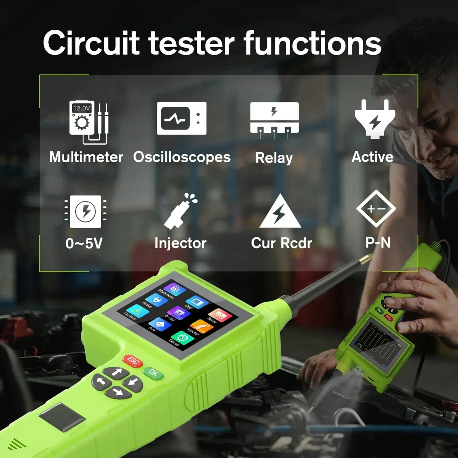 A+ TopDiag P200 Pro Automotive Circuit Tester Power Circuit Tester 9-48V Automotive Power Probe Electrical System Tester