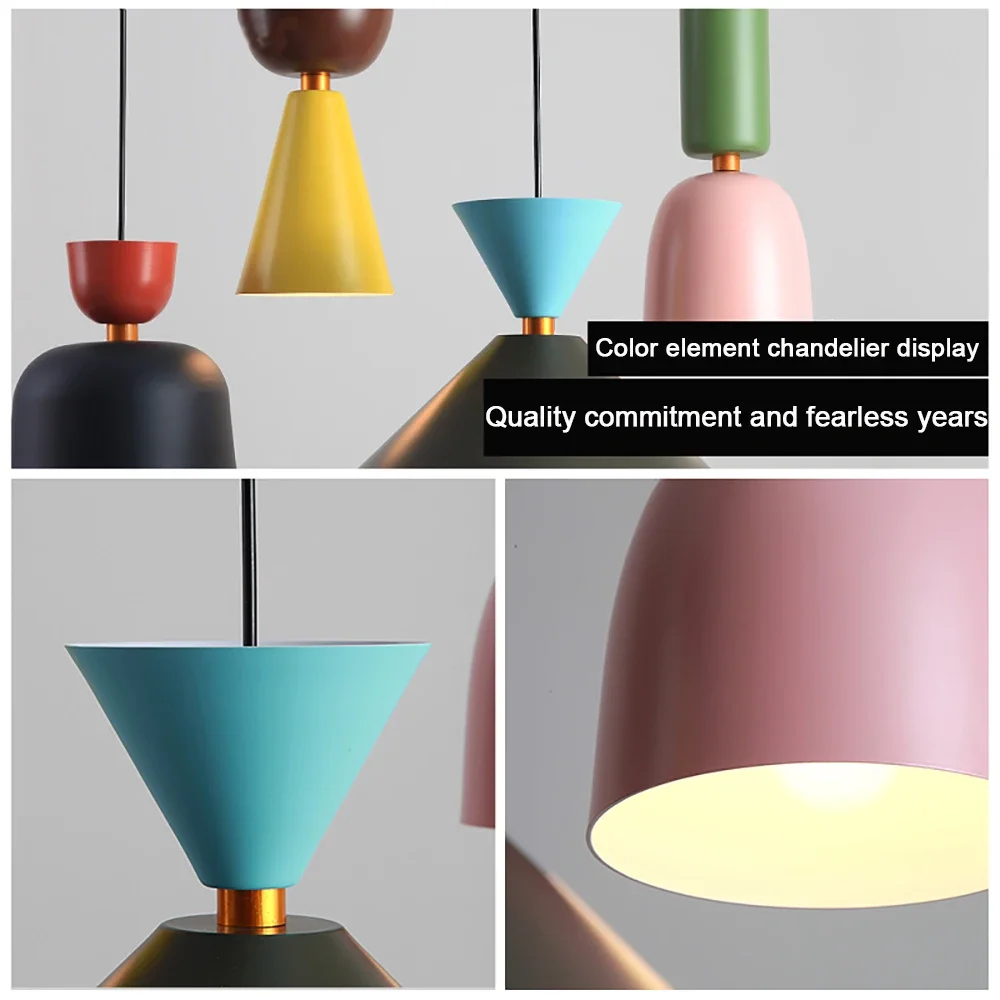 SANDYHA Nordic Macaron Pendant Lights Aluminum Industrial Decorative Bedside Living Dining Room Study LED Chandeliers Fixture