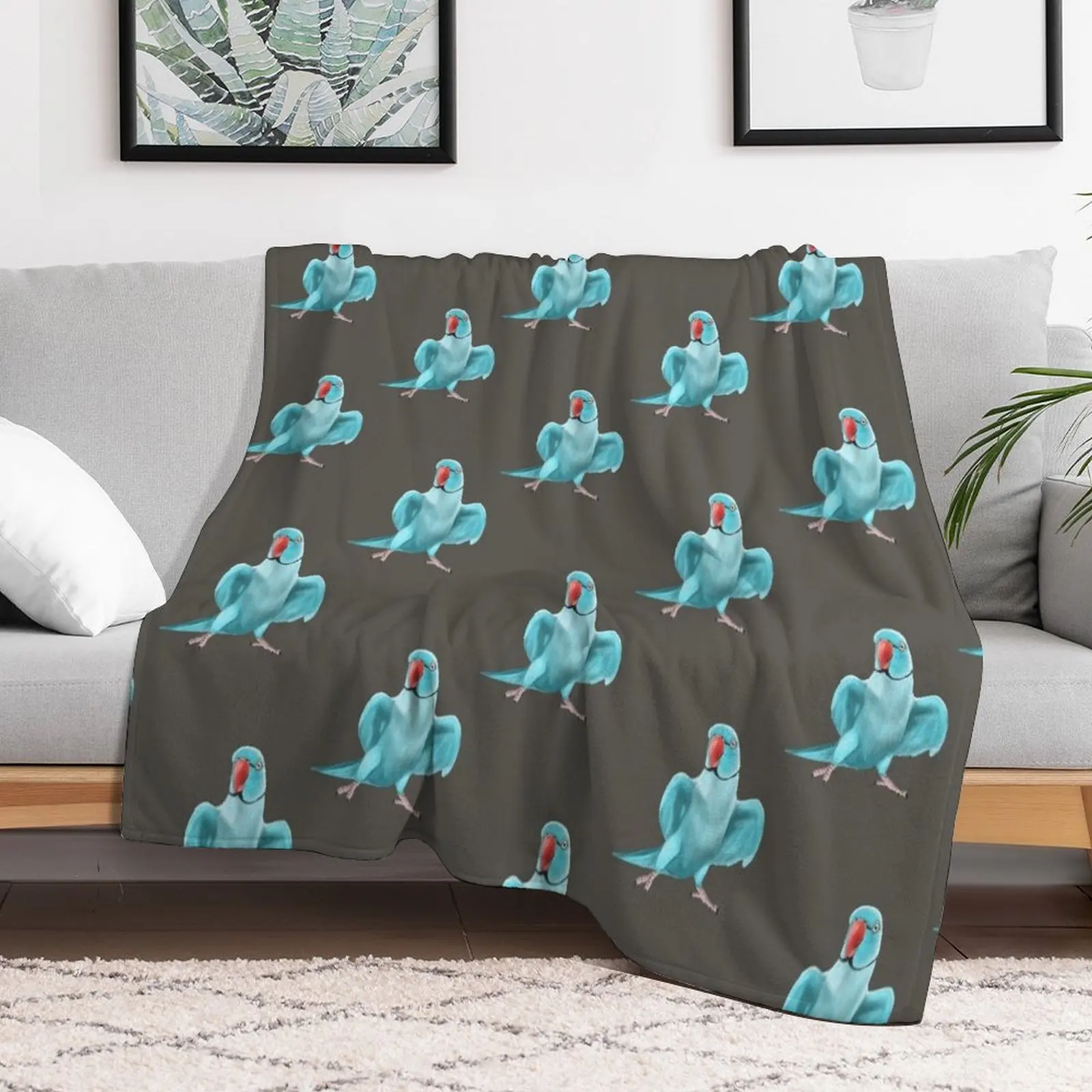 Blue Indian Ringneck Parrot Throw Blanket Warm Thins Decorative Sofa Flannels Blankets