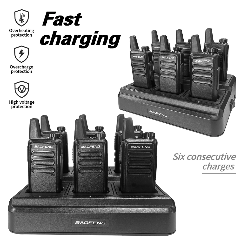 6-Pack Baofeng BF-888S Plus Mini Portable UHF Walkie-Talkie USB Charging Handheld Two-Way Radio for Hotel Communication