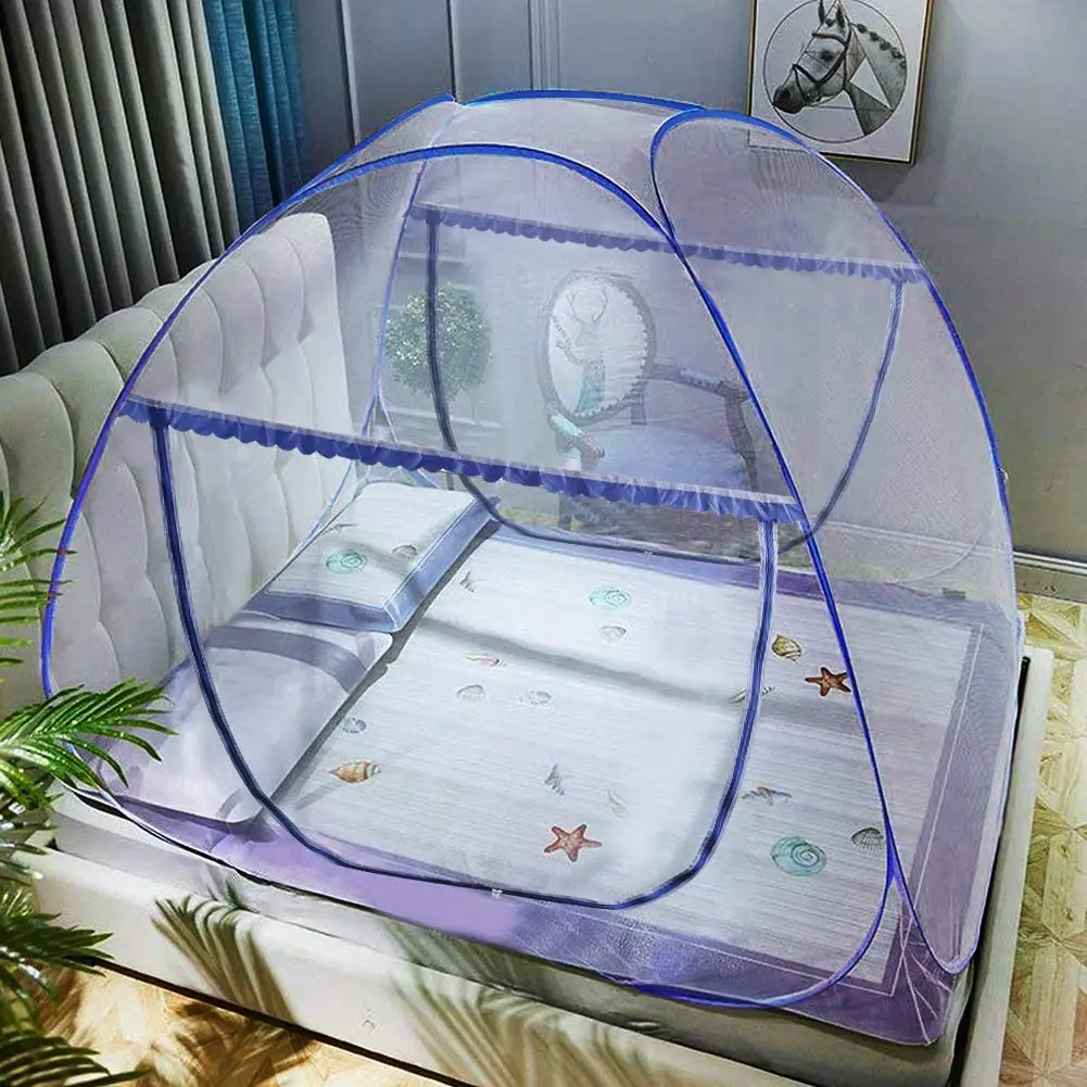 

Large Pop-Up Mosquito Net Tent for Beds, Portable with U-Door and Netted Bottom, Fits Twin to King Size