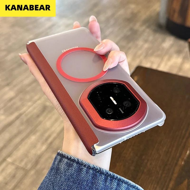 

New Premium Leather Texture Skin-Feel Matte Case For Huawei Mate X7/X6/X5, Dual Hinge Magnetic, Full Shockproof Business Cover