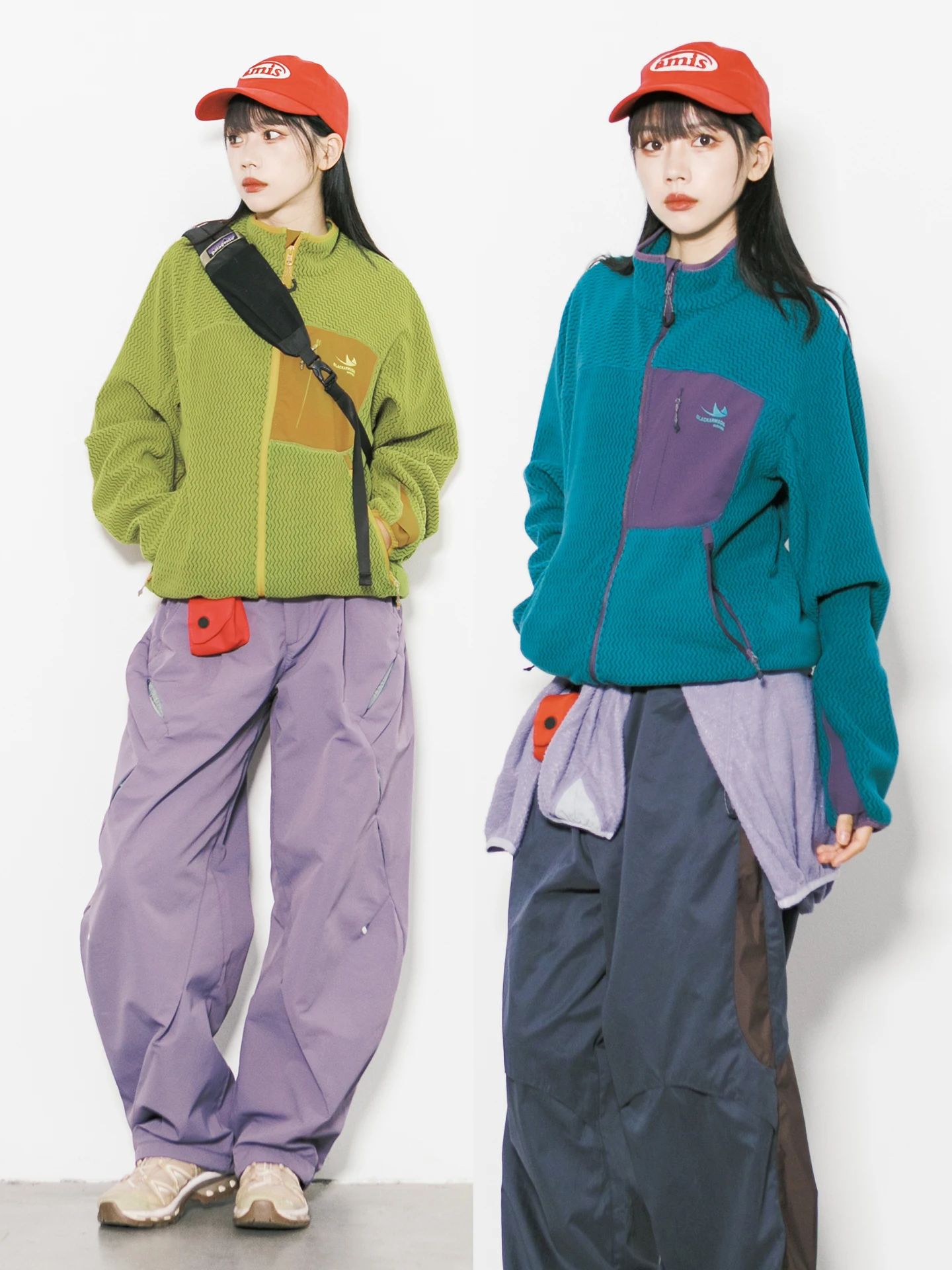 

Outdoor RB Mountain Series Fce Jaet ex Loose Casual Hiking Warm Thiened Zipper Decoration Splice Sle Polyester...