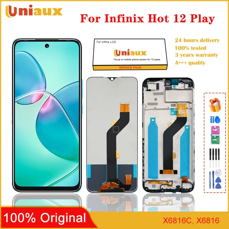 

6.82" Original For Infinix Hot 12 Play X6816 LCD Display Touch Screen Digitizer Assembly X6817 X6816C Repair Replacement Parts