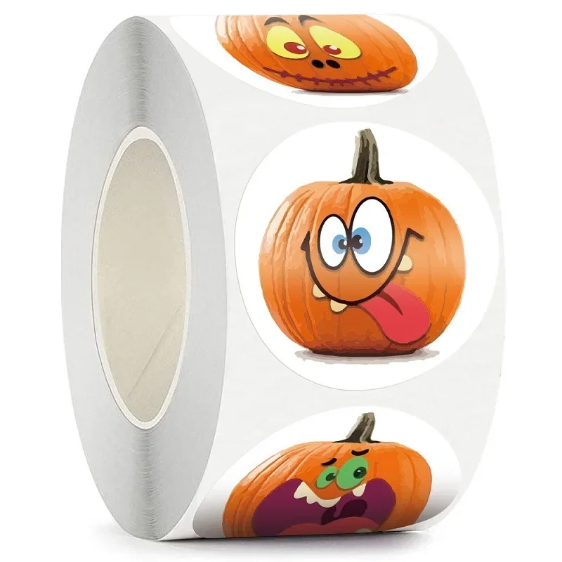 25 مللي متر 500 قطعة لكل لفة لعبة الهالوين السعيدة للأطفال على شكل حيوان شكرًا ملصقًا ذاتي اللصق للزينة #2