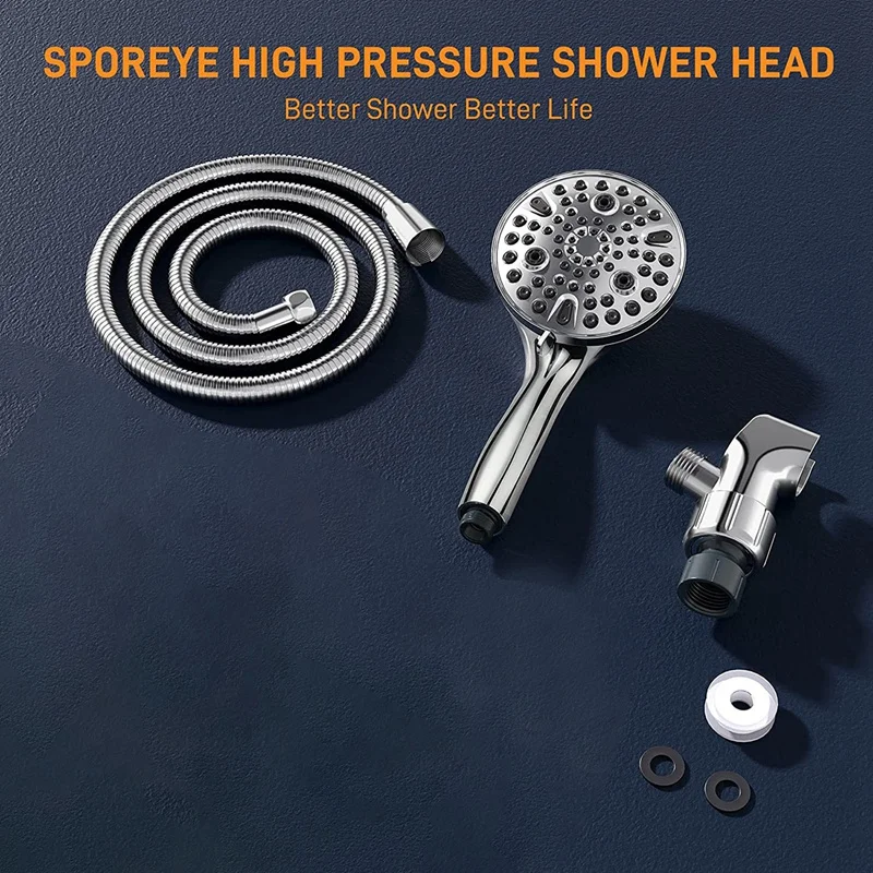 ABHU Shower Head With Handheld - 10 Modes Rain Shower Head High Pressure Shower Heads With 59Inch Stainless Steel Hose