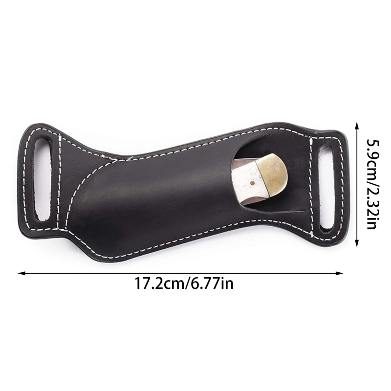 Funda para Cuchillo de cinturón, bolsa multiherramienta de PU para herramientas al aire libre, cuchillo plegable de bolsillo, soporte de cuero de vaca para acampar al aire libre