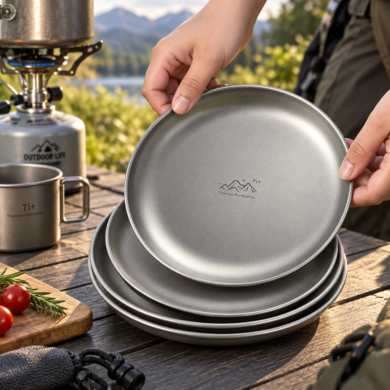 Camping Cooking Disc - Assiette de camping en titane ultralégère