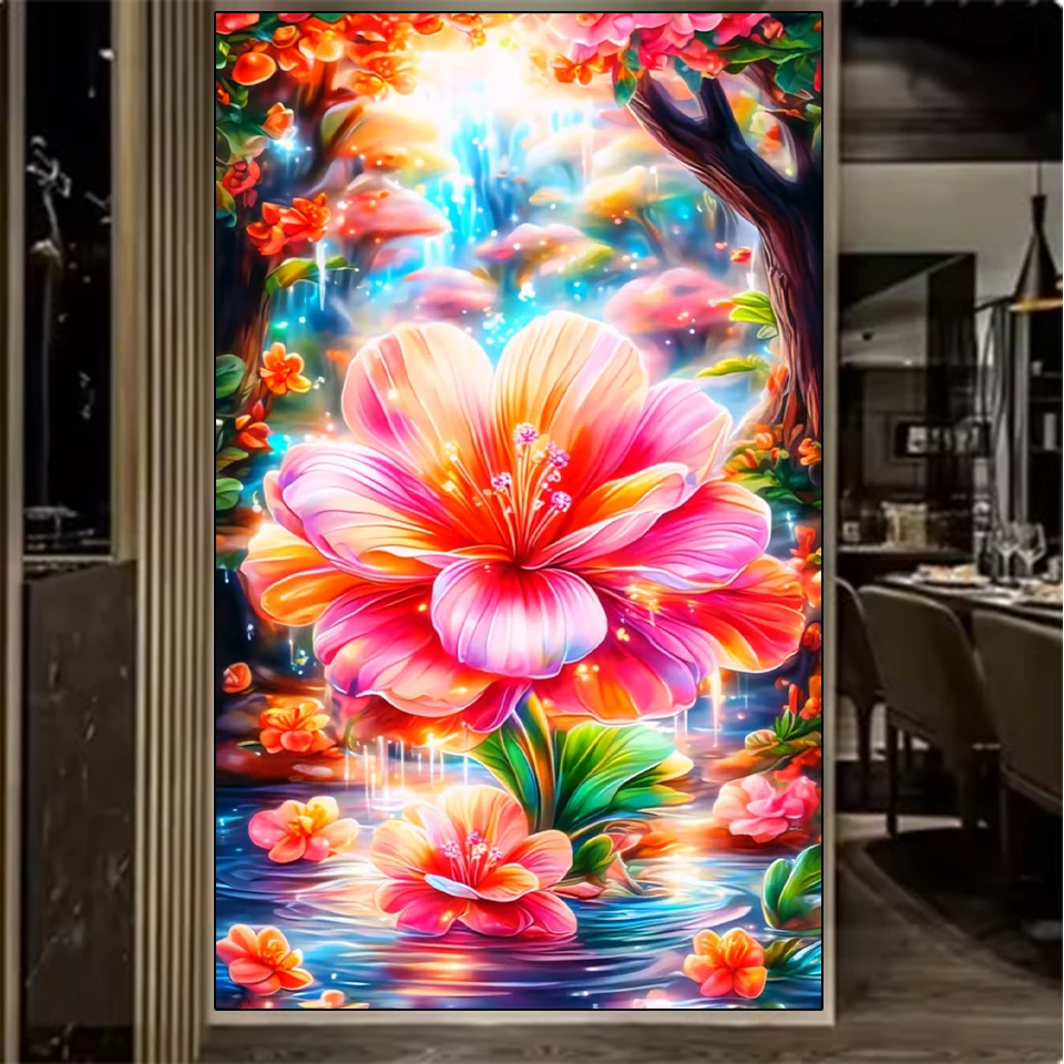 

5DDIY Diamond Painting Colorful Flower Painting Beautiful Abstract Flower Mosaic Living Room Rhinestone Embroidery Decorat ﻿