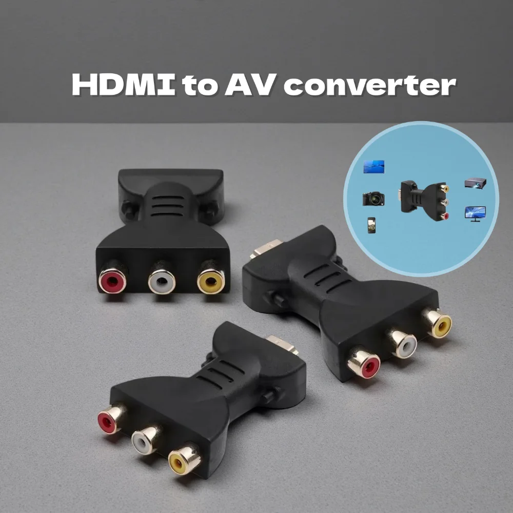 HDMI to AV Converter, Three-Lotus RCA Audio and Video Connector, for Connecting TV and Projector Configuration Device
