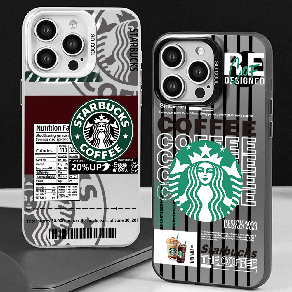 Print Design TPU Phone Case For iPhone 16 12 13 14 15 Pro Max Plus S-Starbuck Lens Circle IMD Laser