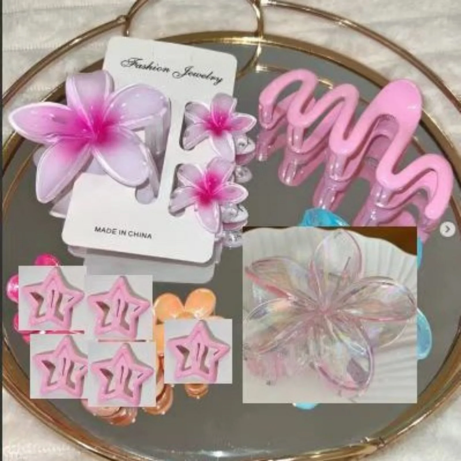 

10pcs/set Sweet Gradient Flower Wave Star Hair Clips Claw Clamp Hairpin Women Beach Barrette Hairpin Summer Hair accessories