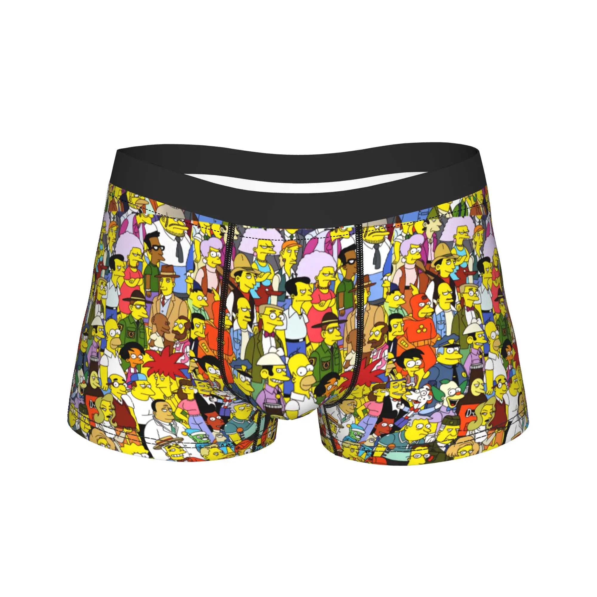 

Cartoon S-Simpsons Characters Crowd Scene Underwear Soft Trend Underpants Design Shorts Briefs 3D Pouch Oversize Boxer Shorts