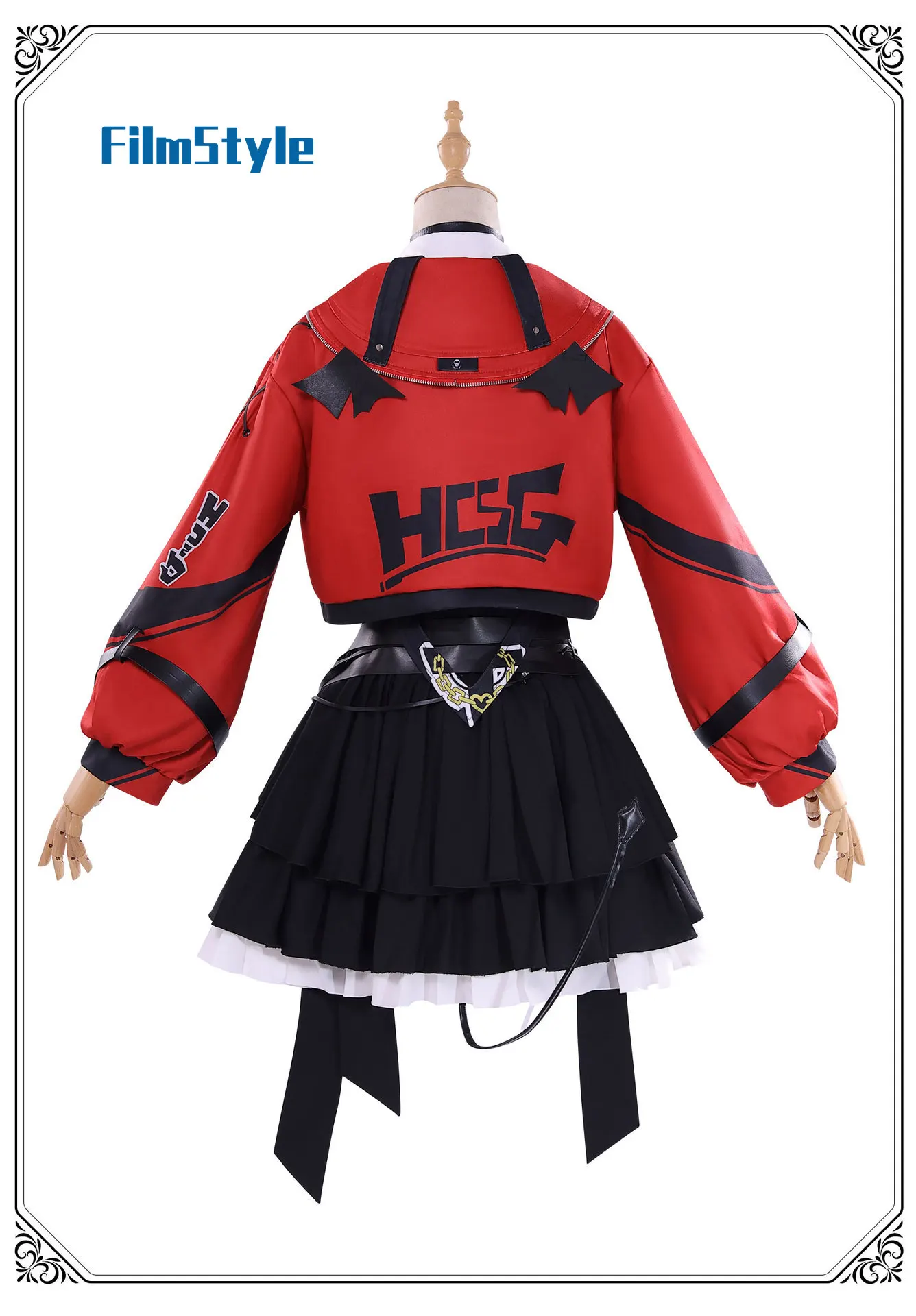 Requiem of the Strange Loop Esper JK Uniform Cosplay Costume, Red & Black Mini Skirt Game Identical Outfit for Performance