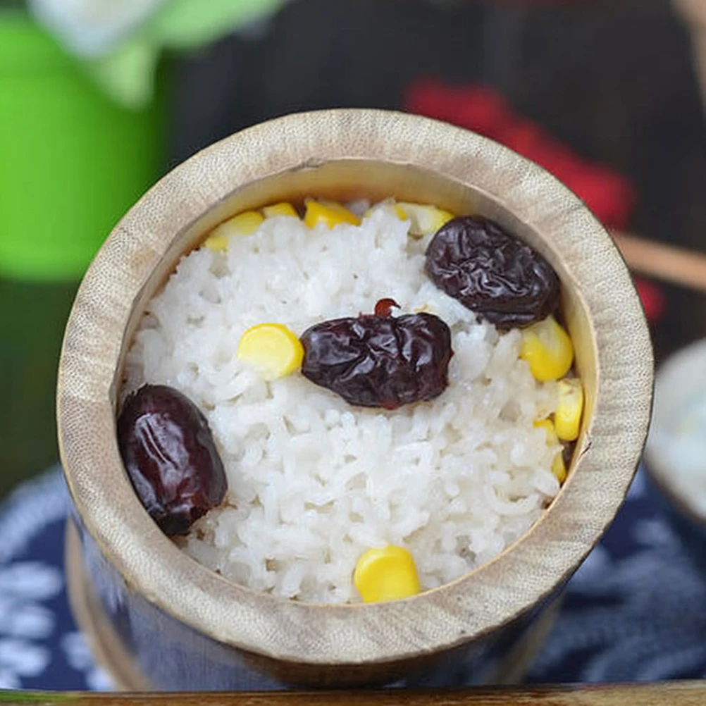 

Bamboo Rice Jar 10-11Cm Diameter 13Cm Height For Tea Coffee Beans Storage Food Kitchen Organizer Bamboo Made