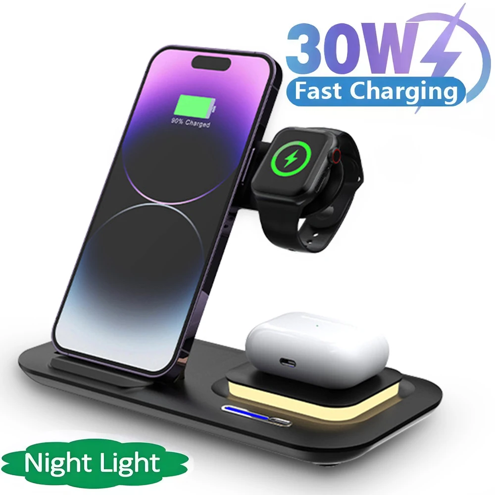 5 in 1 Wireless Charger Stand for iPhone16 15 14 13 Fast Wireless Charger for iWatch 8/7/6/5/4 Fast Charging Station for AirPods