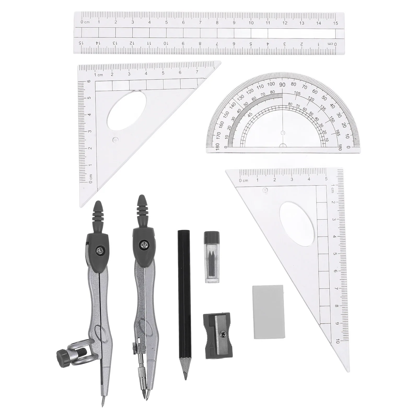 1Set Set with Math Protractor Precision Ruler for Geometry Drawing Accurate Measuring School Stationery Kit