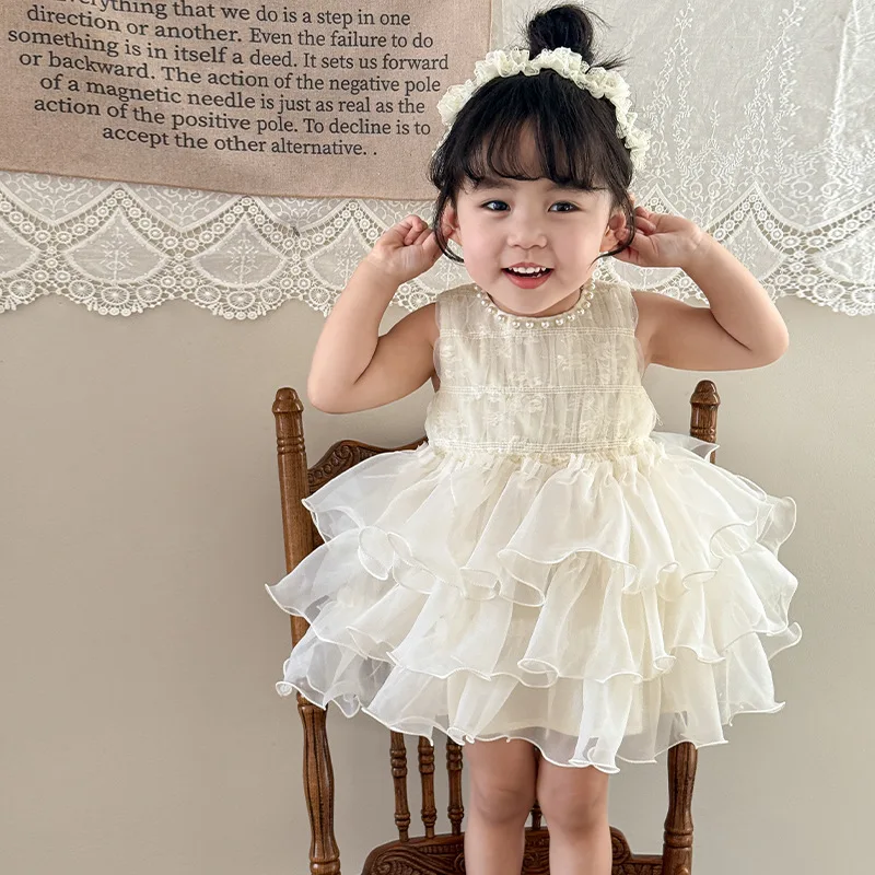 

Girls' Summer Dress Sleeveless 2025 New Children's Korean Version Beautiful Mesh Cake Princess Dress