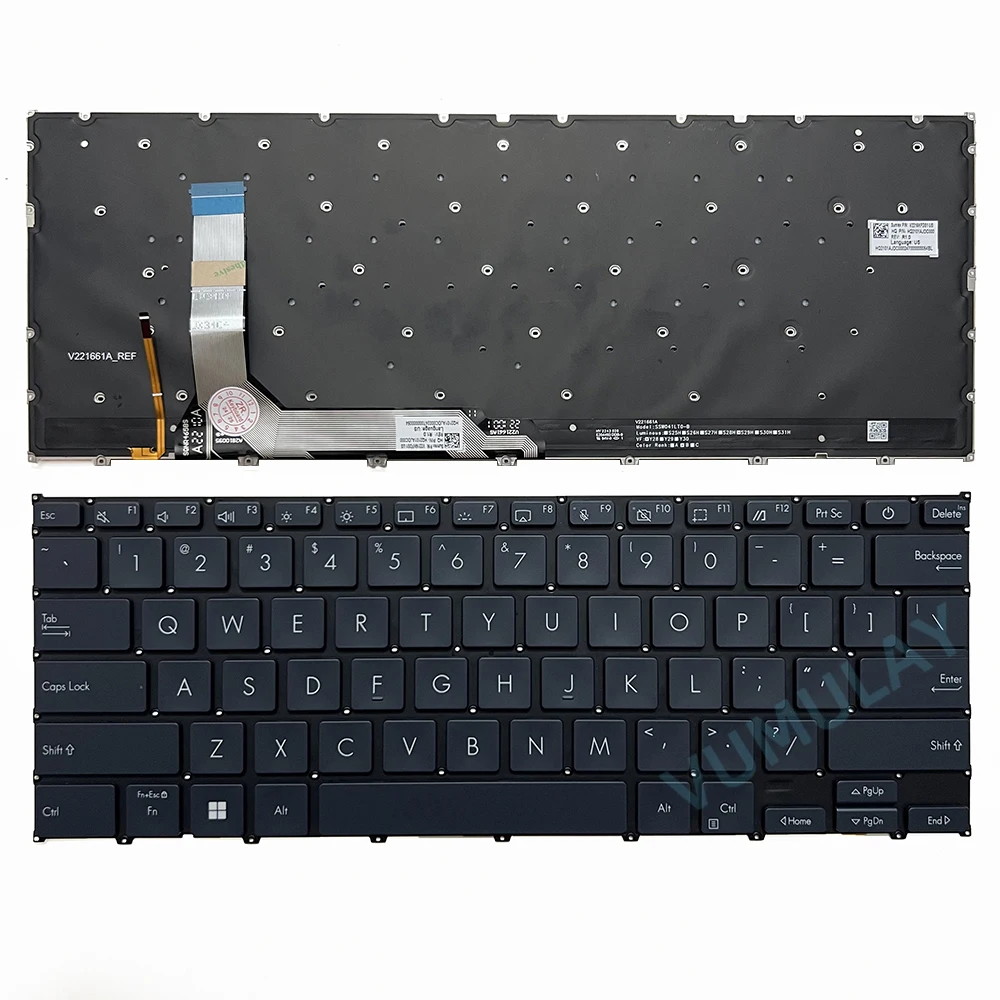 Imagem -02 - Teclado Retroiluminado dos Eua para Asus Zenbook Ux3404 Ux3404v Ux3404va Ux3404vc Up3404 Up3404v Up3404va V2216kfes1 Hq2101aknr Jdc