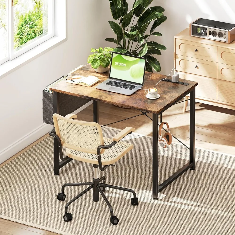 32 inch Small Computer Desk Study Table for Small Spaces Home Office Rustic Student Laptop PC Writing Desks