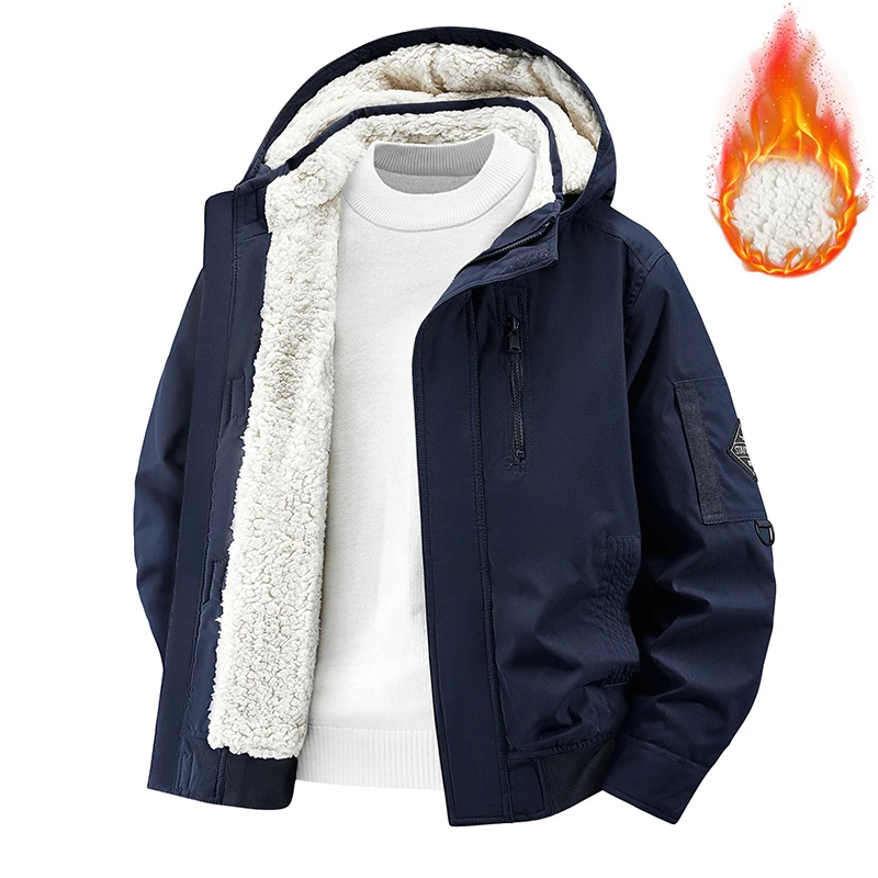 

Осенне-зимняя мужская флисовая куртка, модная повседневная толстая теплая хлопковая парка-карго, уличное ветрозащитное утепленное свободное пальто
