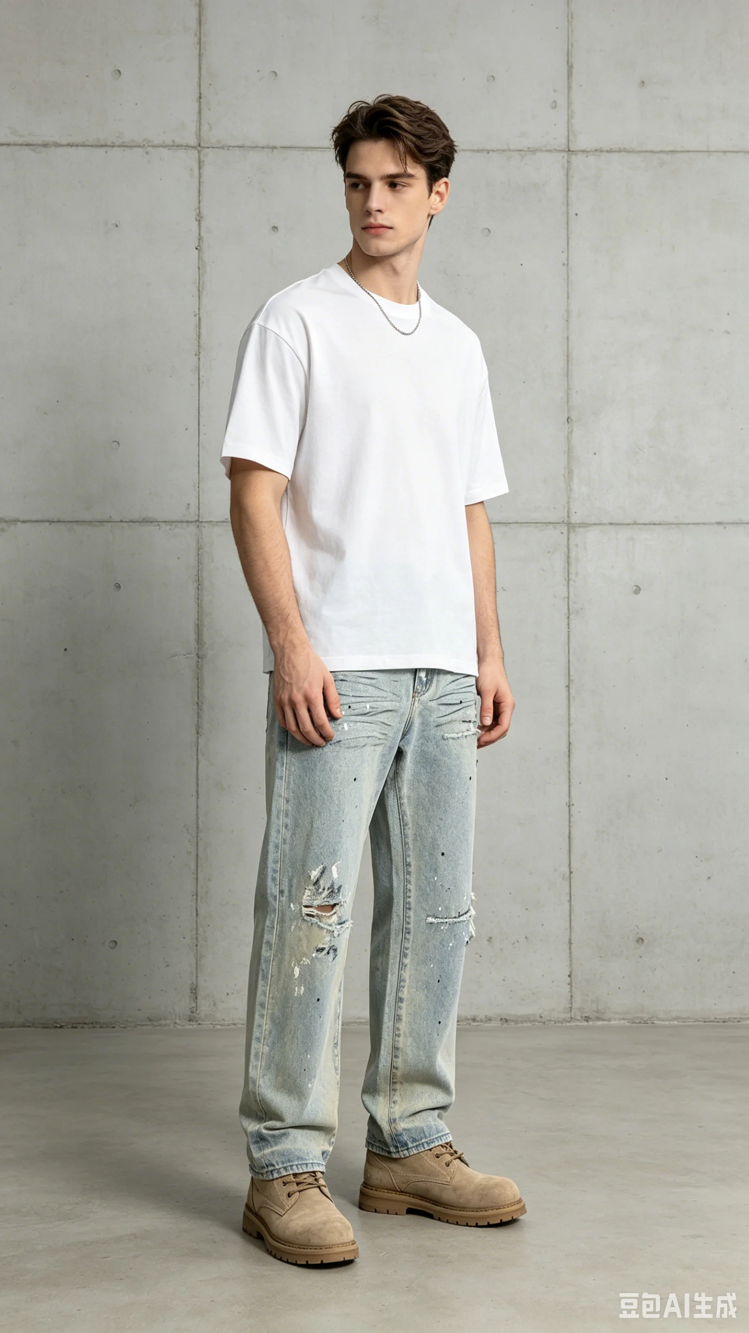

WK20 BLCG High Waist Super Quality Unisex Men Cotton Straight MID HIGH Streetwear Y2K Ripped Holes Washed Skater StyleJeans
