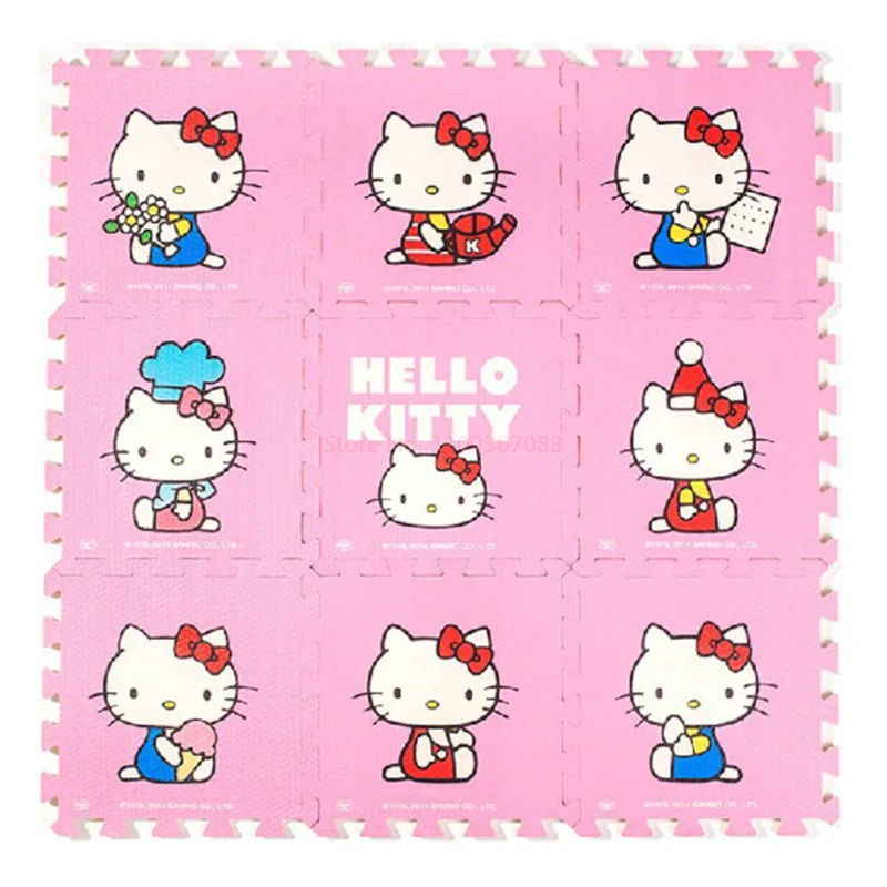 Cute Hello Kitty Jigsaw Puzzle Floor Mat Cartoon Sanrio Children Crawling Mat Living Room Room Jigsaw Puzzle Floor Mat