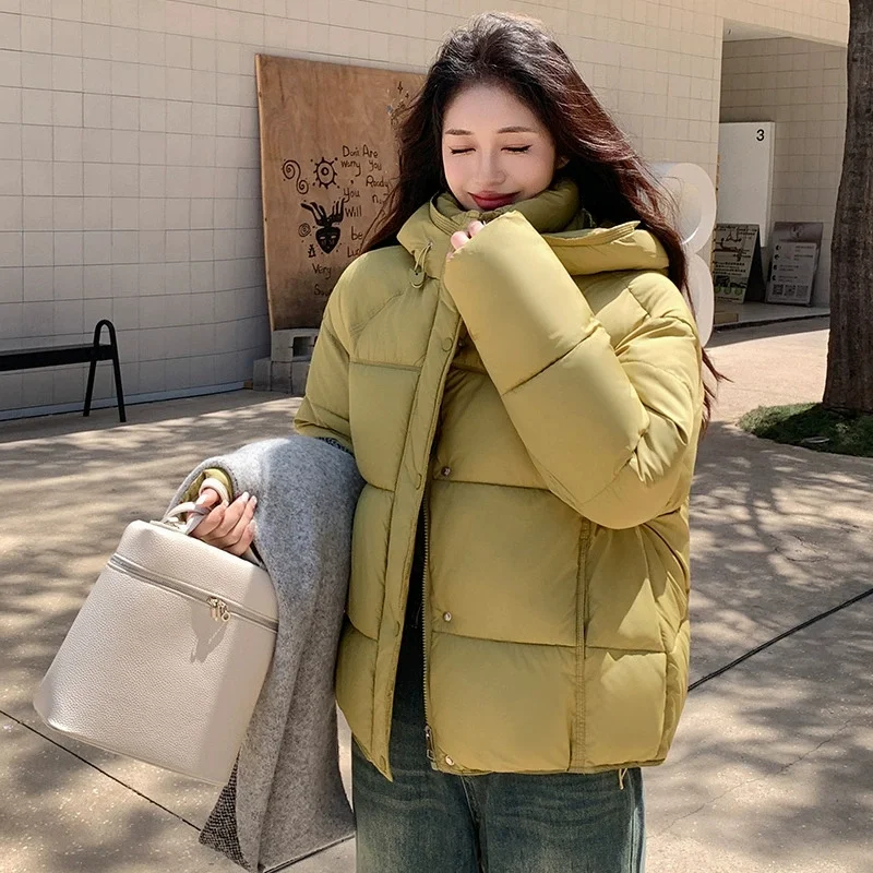 

Fashion Parkas Women's Jacket Korean 2025 New Autumn Winter Loose Hooded Thicken Warm Short Down Cotton Padded Coats Female Tops
