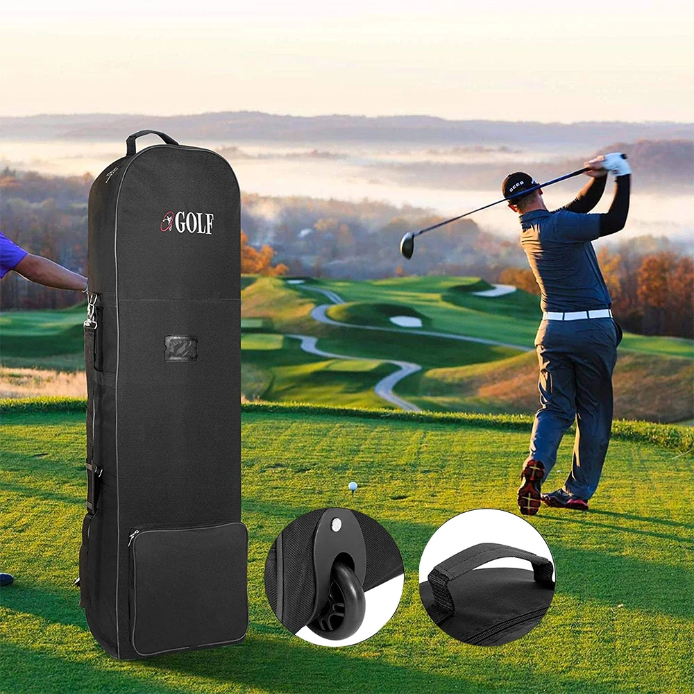 

Large Capacity Soft Golf Travel Bag Practical 600D Foldable Pulley Bag Golf Club Bags Storage Pouch