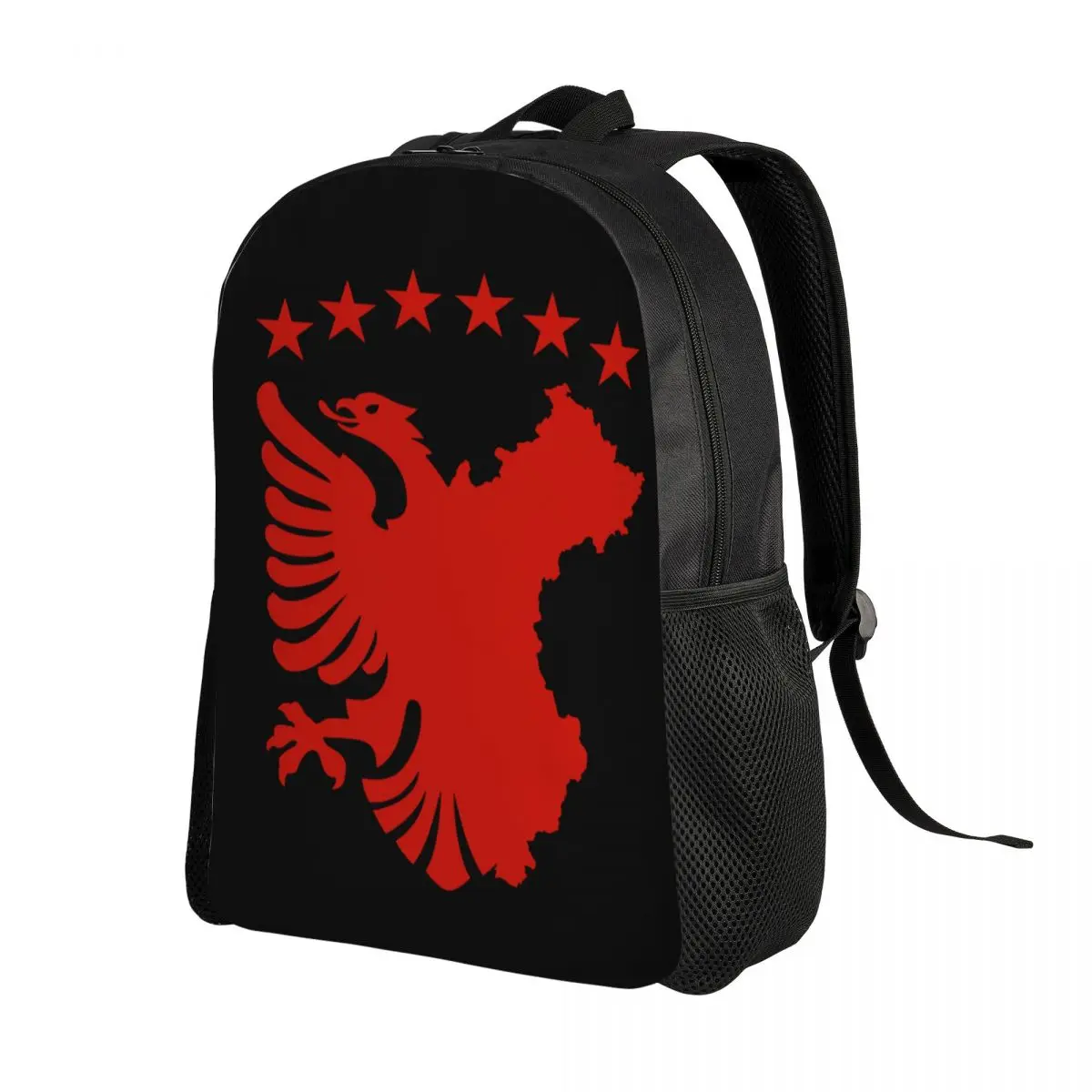 Customized Shqipe Autochthonous Flag Essential Backpacks Men Women Fashion Bookbag for School College Kosovo Albania Eagle Bags