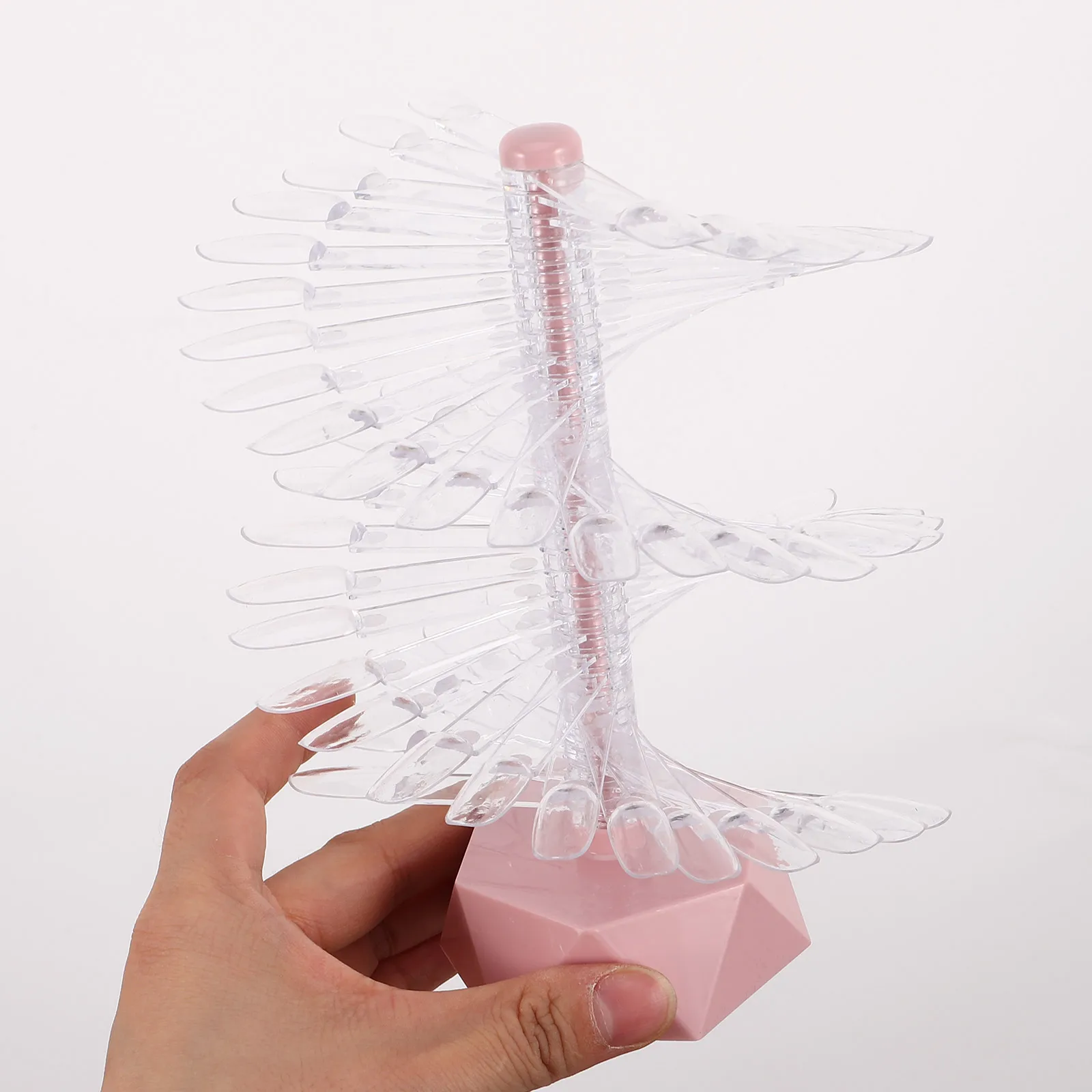 

Nail Color Chart Display Stand 60 Colors Spiral Design Pink Bottom Nail Art Practice Shelf False Nails Display Stand