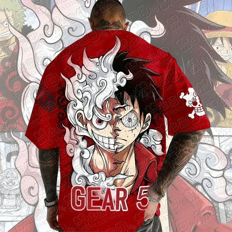 

Футболка унисекс из хлопка 2026 с принтом ONE PIECE Луффи, летняя новинка, в стиле Харадзюку, аниме, свободного кроя, для родителей и детей, дышащая, с коротким рукавом