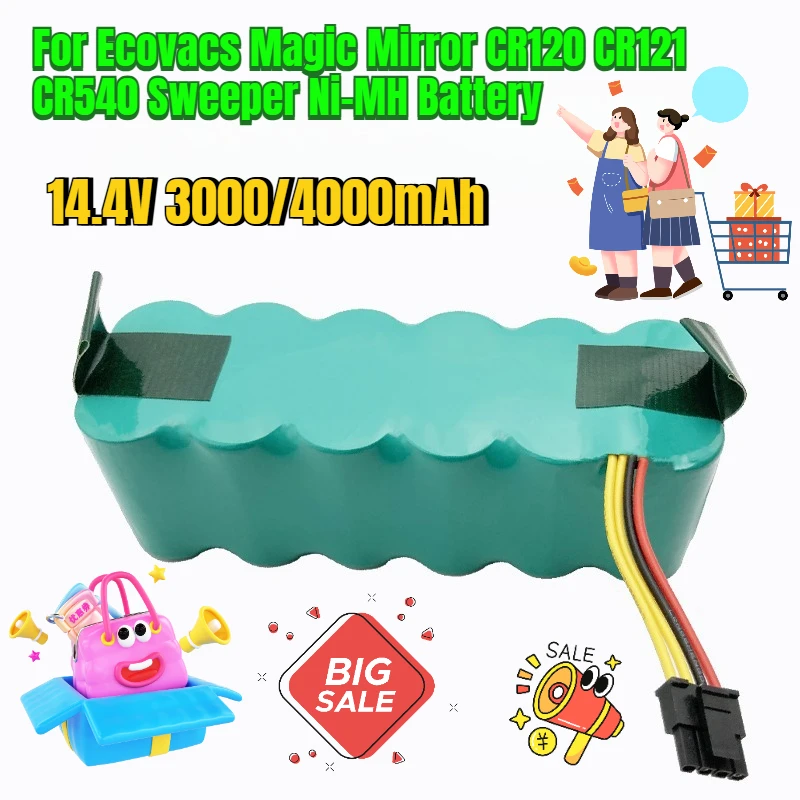 

14.4V 3000/4000mAh for Ecovacs Magic Mirror CR120 CR121 CR540 Sweeper Ni-MH Battery