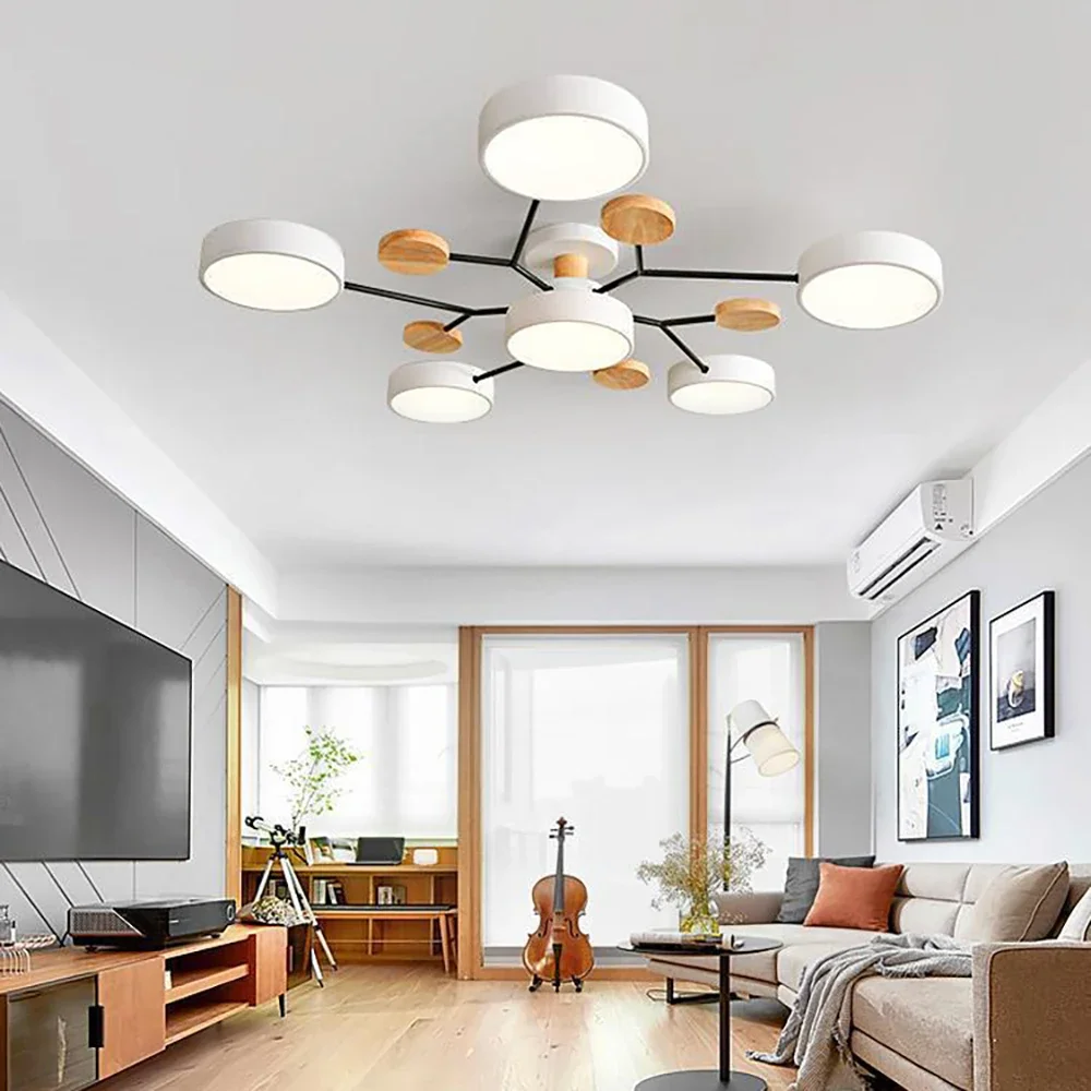 Modern LED Chandelier Macaron Ceiling Lamp For Bedroom Children's Room Living Interior Decor Lighting Fixture Luster