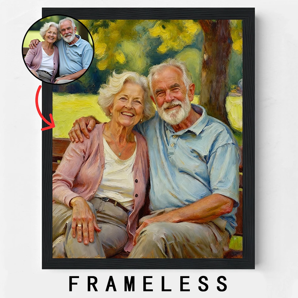 Personalisierter Kunstdruck im Ölgemälde-Stil auf Leinwand, rahmenloses Poster, Porträt-Fotodruck, Wandkunst, Heimdekoration